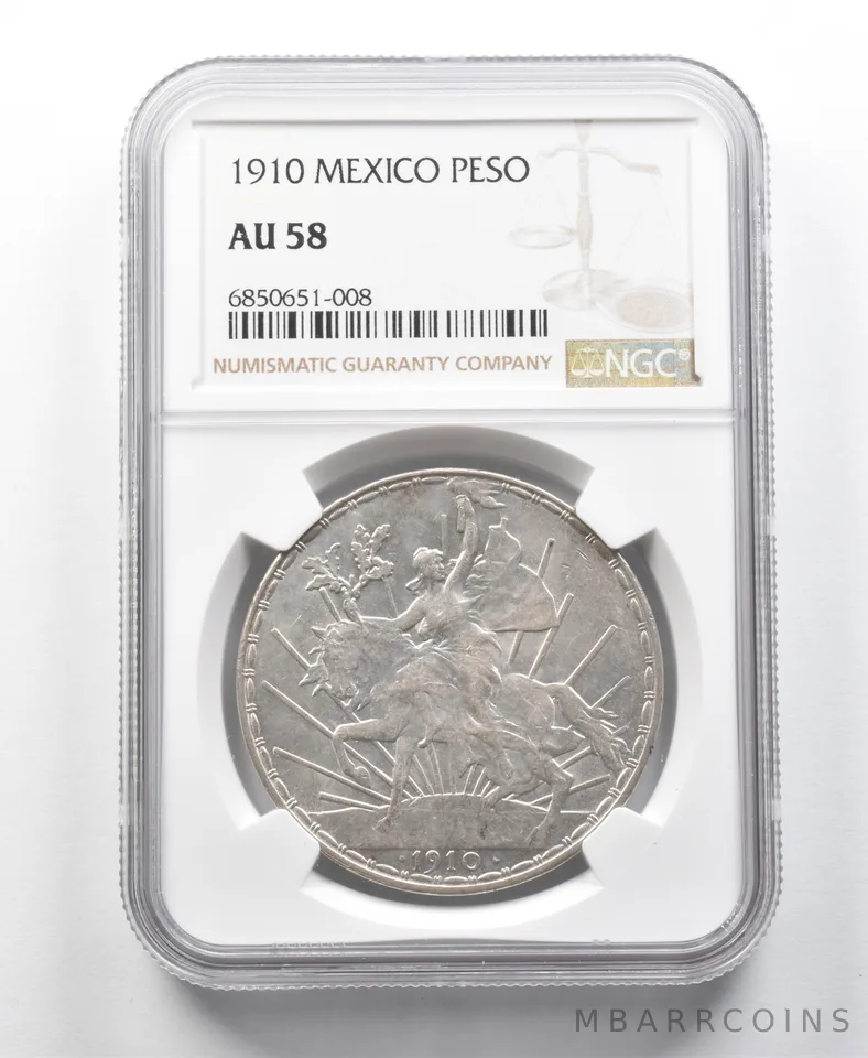 1910 Mexico Peso AU58 NGC a8675
