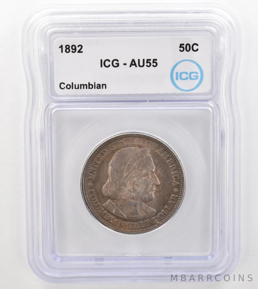 1892 Columbian Exposition Commemorative Half Dollar AU55 ICG Nice Tone *9112