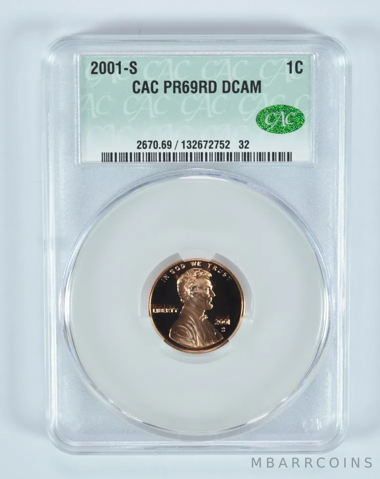 2001-S Lincoln Memorial Cent PR69 RD DCAM CAC CACg