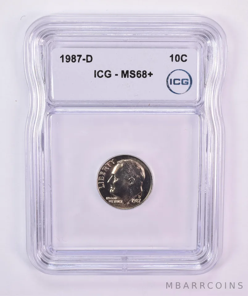 1987-D Roosevelt Dime MS68+ ICG