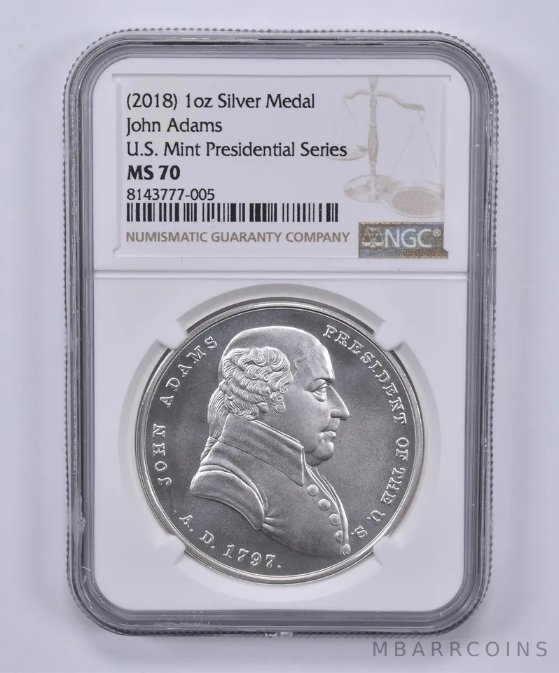 (2018) Silver Medal John Adams US Mint Presidential Series MS70 NGC