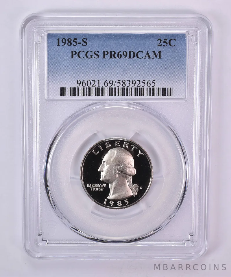 1985-S Washington Quarter PR69 DCAM PCGS Blue Label