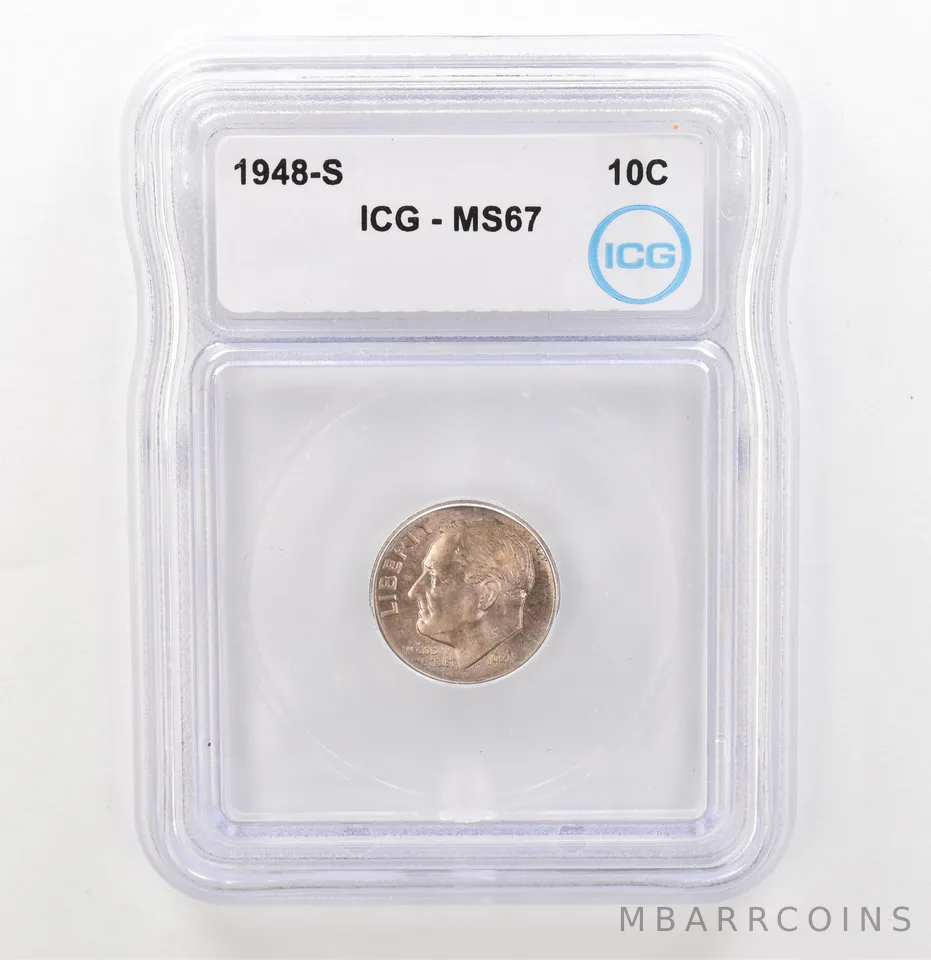 1948-S Roosevelt Dime MS67 ICG Beautiful Tone a3910