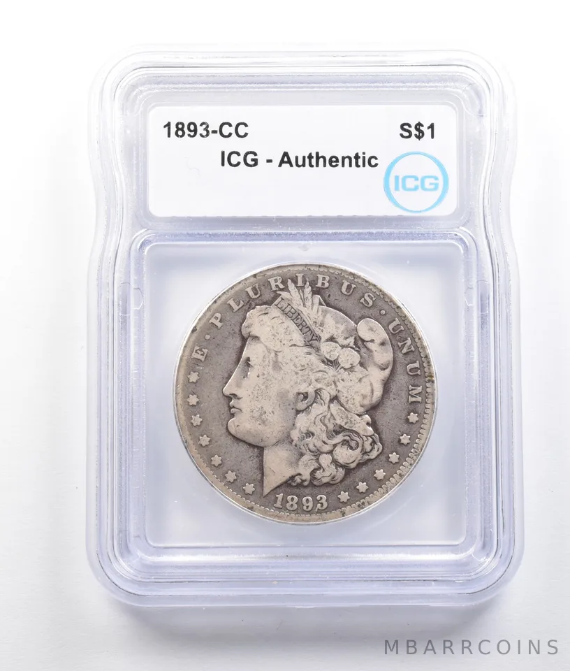 1893-CC Morgan Silver Dollar Authentic ICG a2698