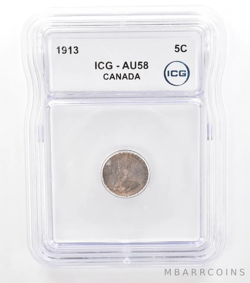 1913 Canada 5 Cents AU58 ICG Beautiful Tone *5753