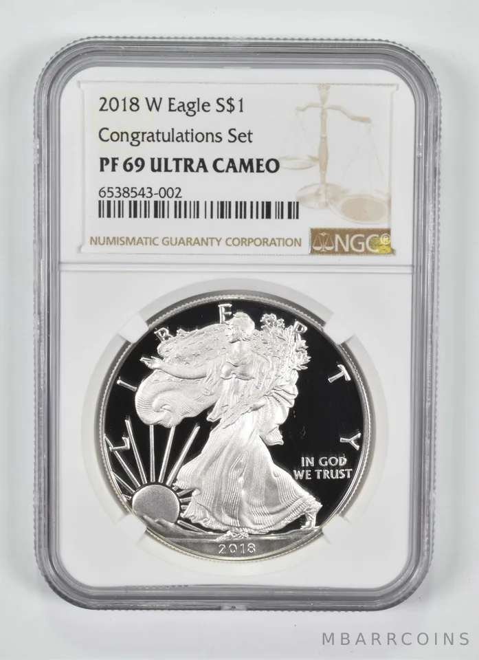 2018-W American Silver Eagle Congratulations Set PF69 NGC Brown Label