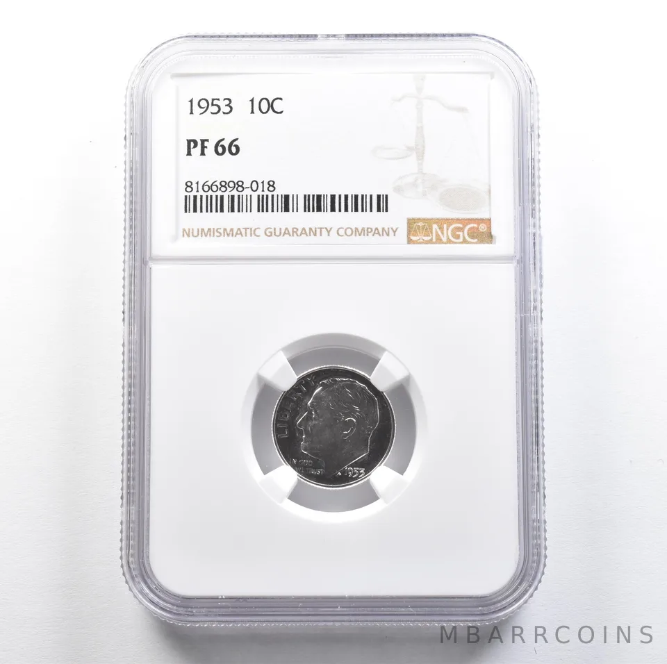 1953 Roosevelt Dime PF66 NGC PQ Cam Look *7645