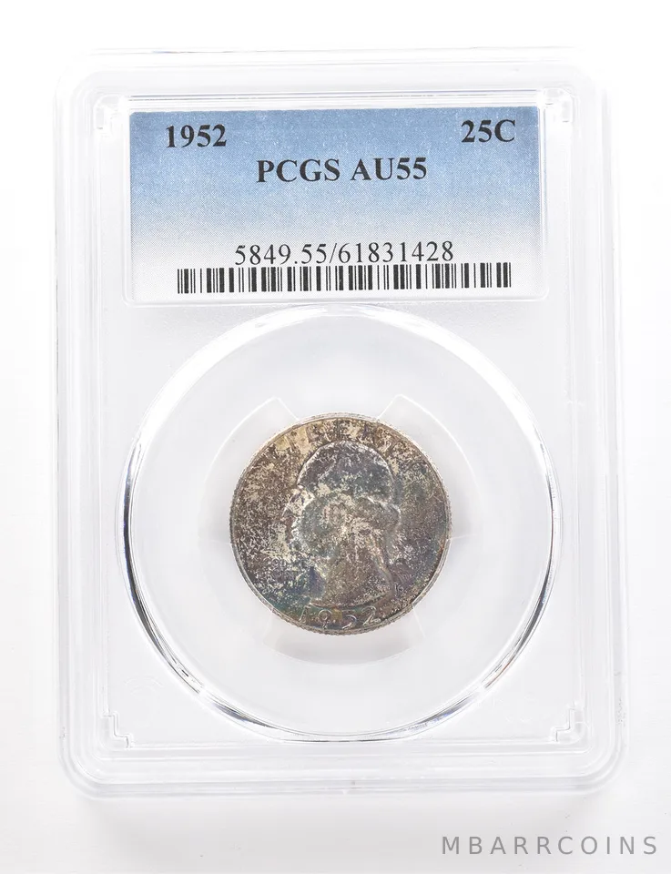 1952 Washington Quarter AU55 PCGS Beautiful Tone *3432