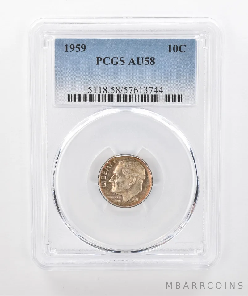 1959 Roosevelt Dime AU58 PCGS Beautiful Tone *1536