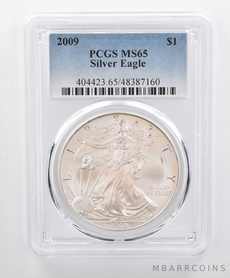 MS65 2009 American Silver Eagle PCGS Beautifully Toned Soft Pink Sheen a0182