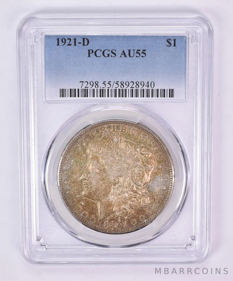 1921-D Morgan Silver Dollar AU55 PCGS Beautiful Tone *1081