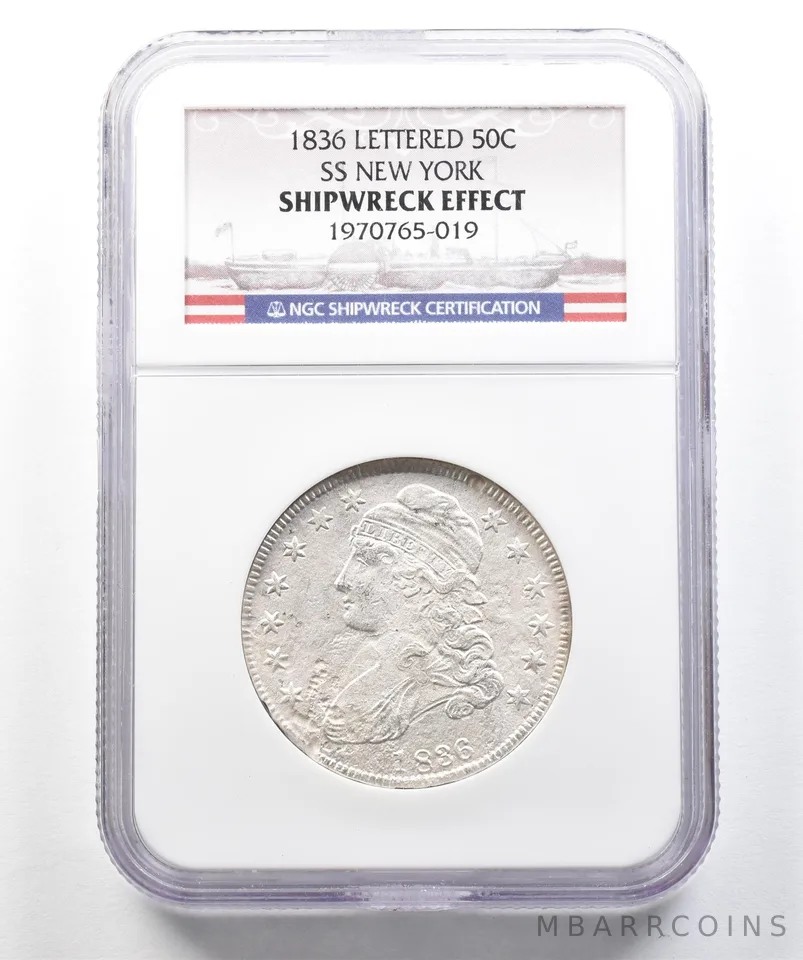 1836 Capped Bust Half Dollar SS New York Shipwreck Effect NGC *3070