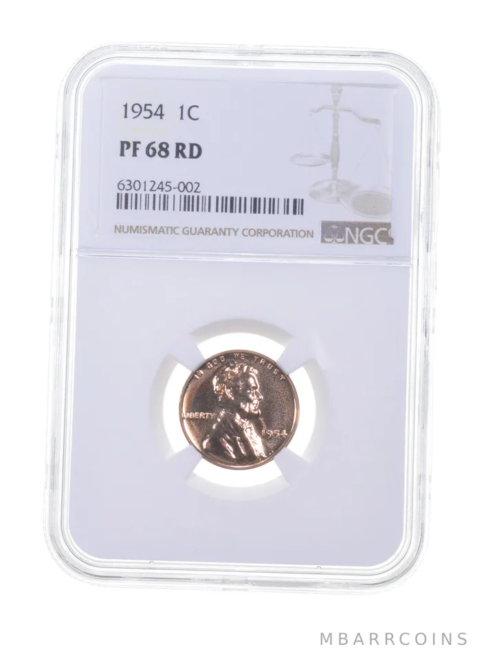 PF68 RD 1954 Lincoln Wheat Cent - Graded NGC a6124