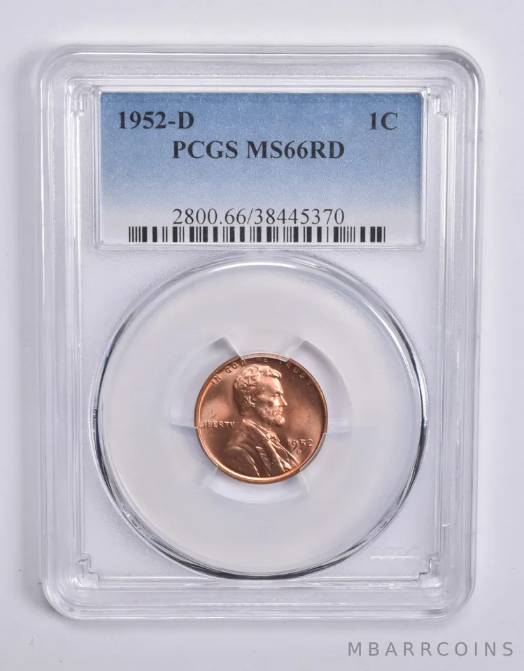 1952-D Lincoln Wheat Cent MS66 RD PCGS Blue Lbl