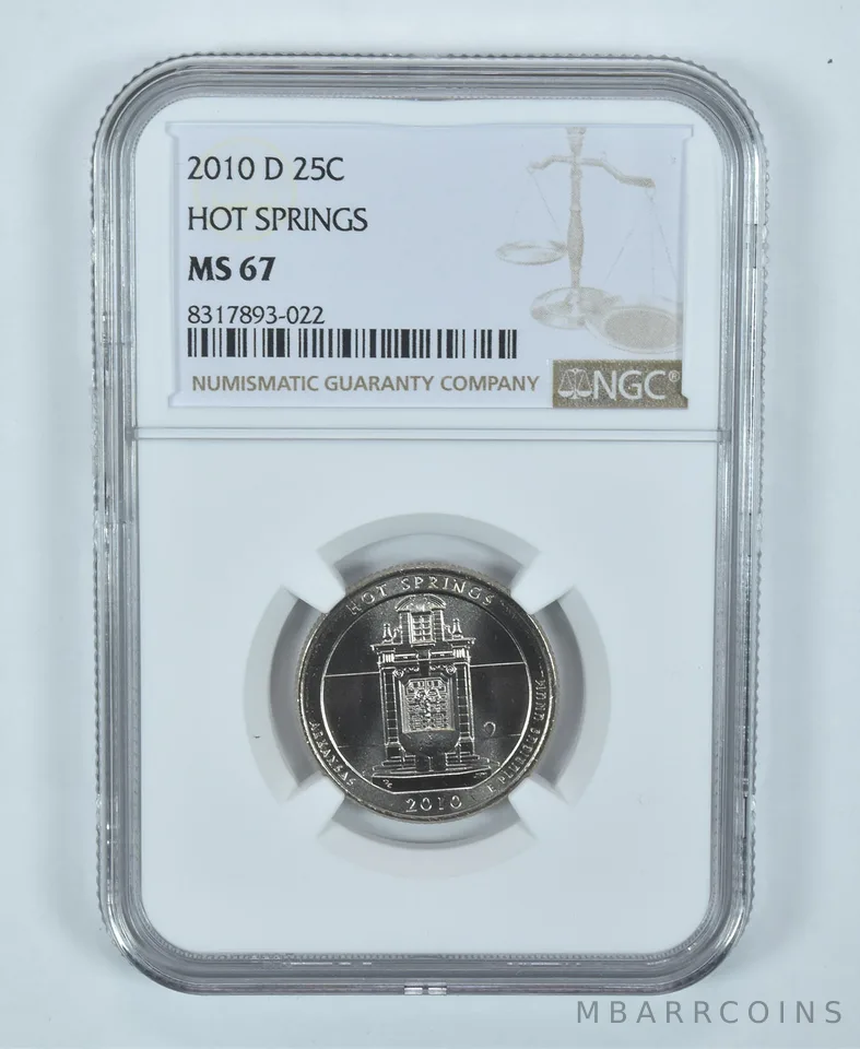 2010-D Washington Quarter ATB Hot Springs America The Beautiful MS67 NGC