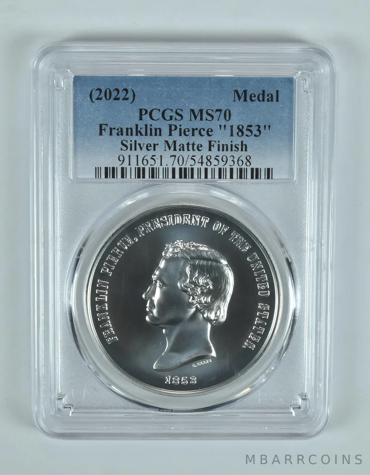 (2022) Silver Medal Franklin Pierce 1853 MS70 PCGS
