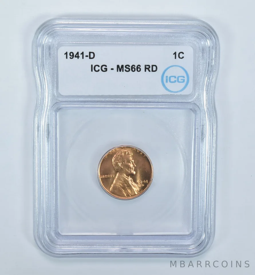 1941-D Lincoln Wheat Cent MS66 RD ICG