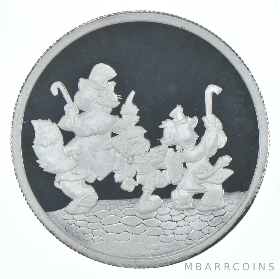 1 Troy Ounce Silver Art Round Disney's Pinocchio Hi-Diddle-Dee-Dee