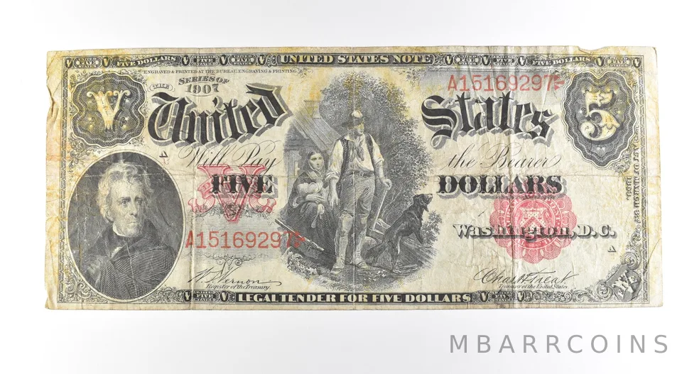 1907 $5 Legal Tender Large Note Red Seal *2696