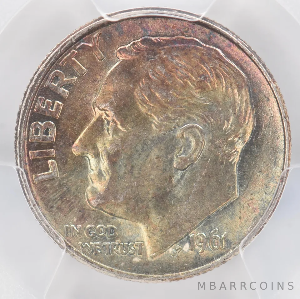 1961 Roosevelt Dime MS63 PCGS Beautiful Tone *0899