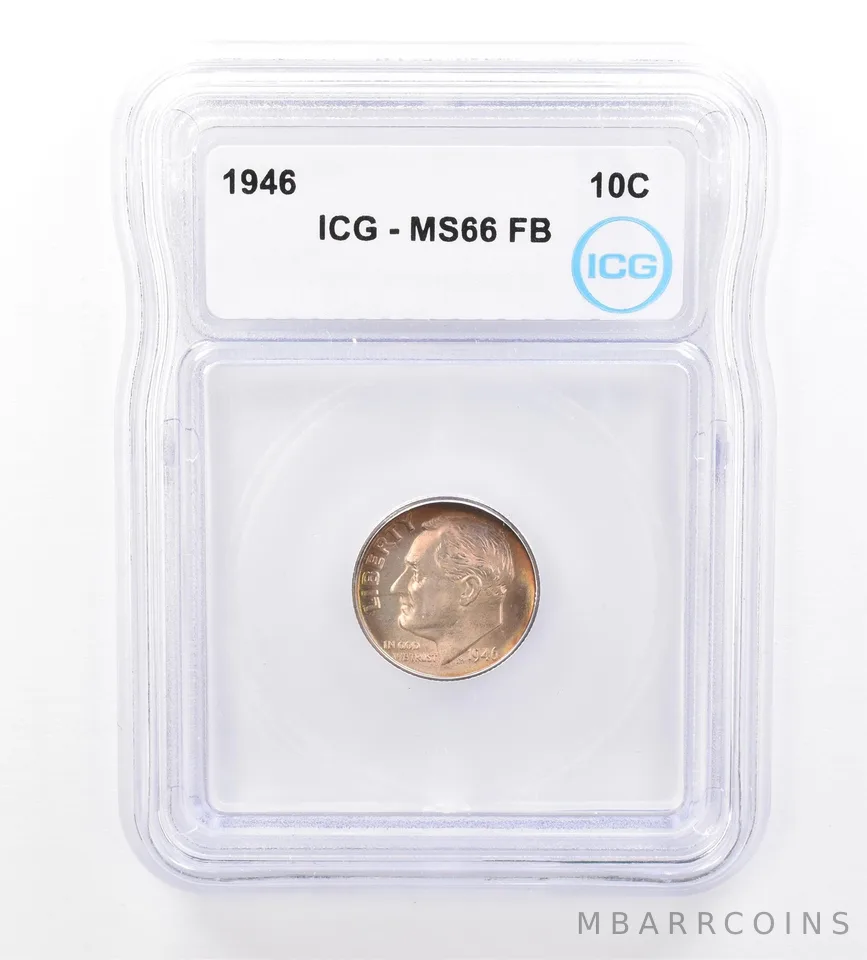1946 Roosevelt Dime MS66 FB ICG Beautiful Tone *1677