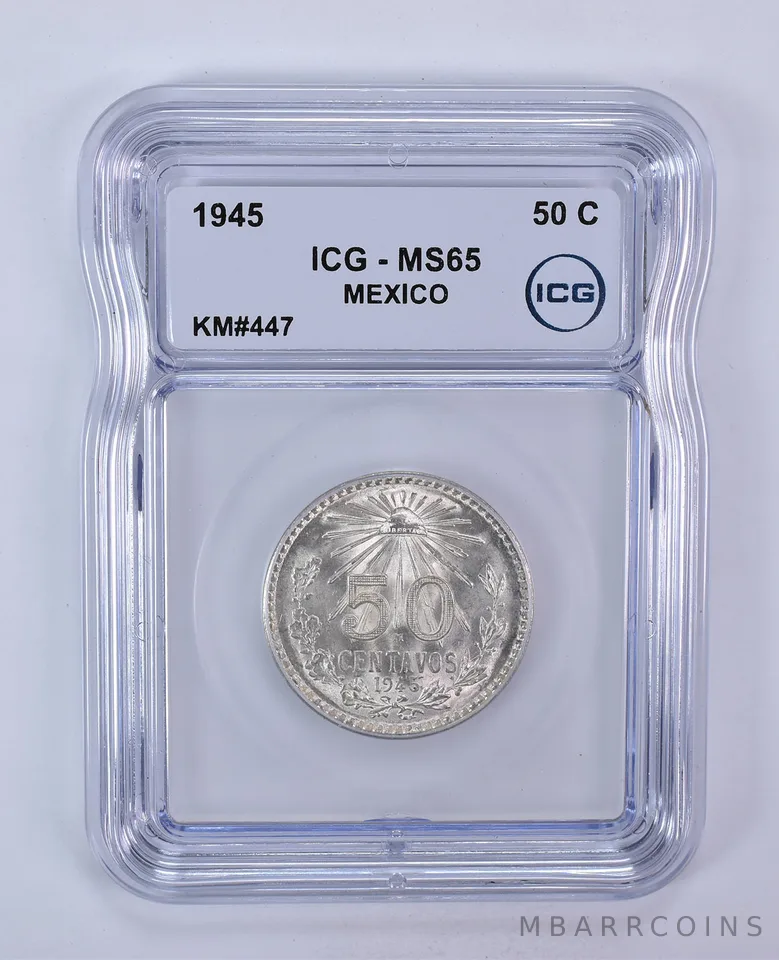 1945 Mexico 50 Centavos KM#447 MS65 ICG