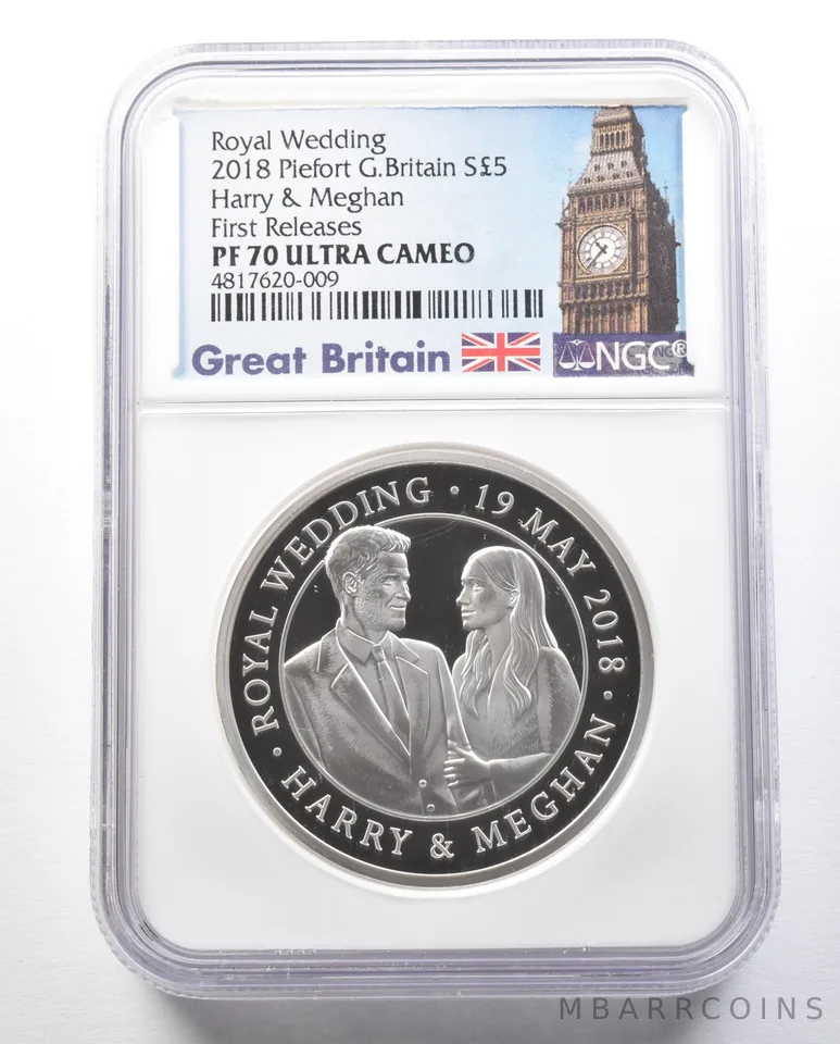 2018 Piefort Great Britain 5 Pound Silver Royal Wedding FR PF70 NGC a0456