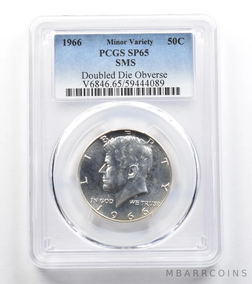 1966 Kennedy Half Dollar SMS Doubled Die Obverse SP65 PCGS *9626