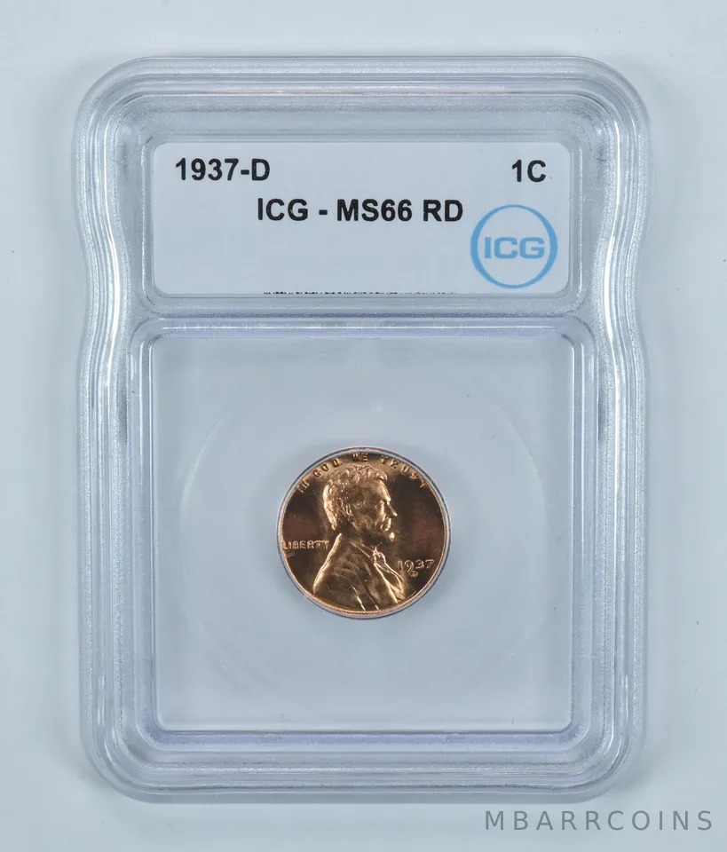 1937-D Lincoln Wheat Cent MS66 RD ICG