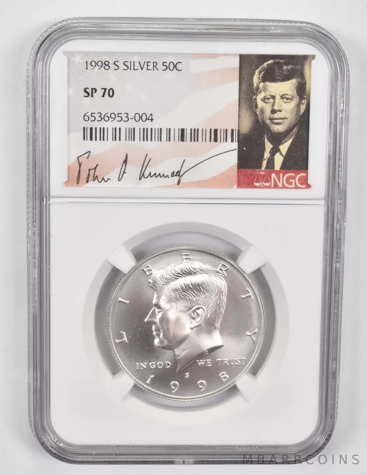 1998-S Kennedy Half Dollar Silver SP70 NGC Signature Lbl