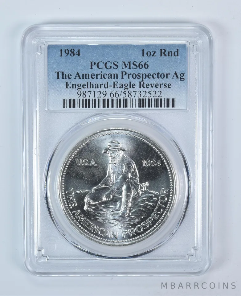 1984 Engelhard Prospector 1 Oz Silver Round Eagle Reverse MS66 PCGS