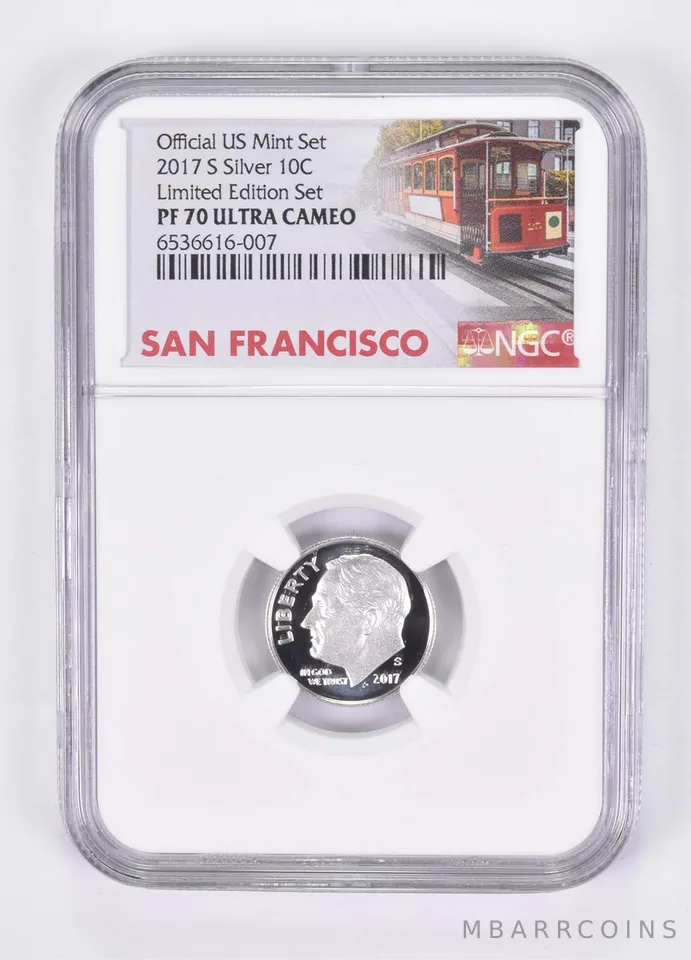 2017-S Silver PF70 Roosevelt Dime NGC Limited Edition San Fran Lbl
