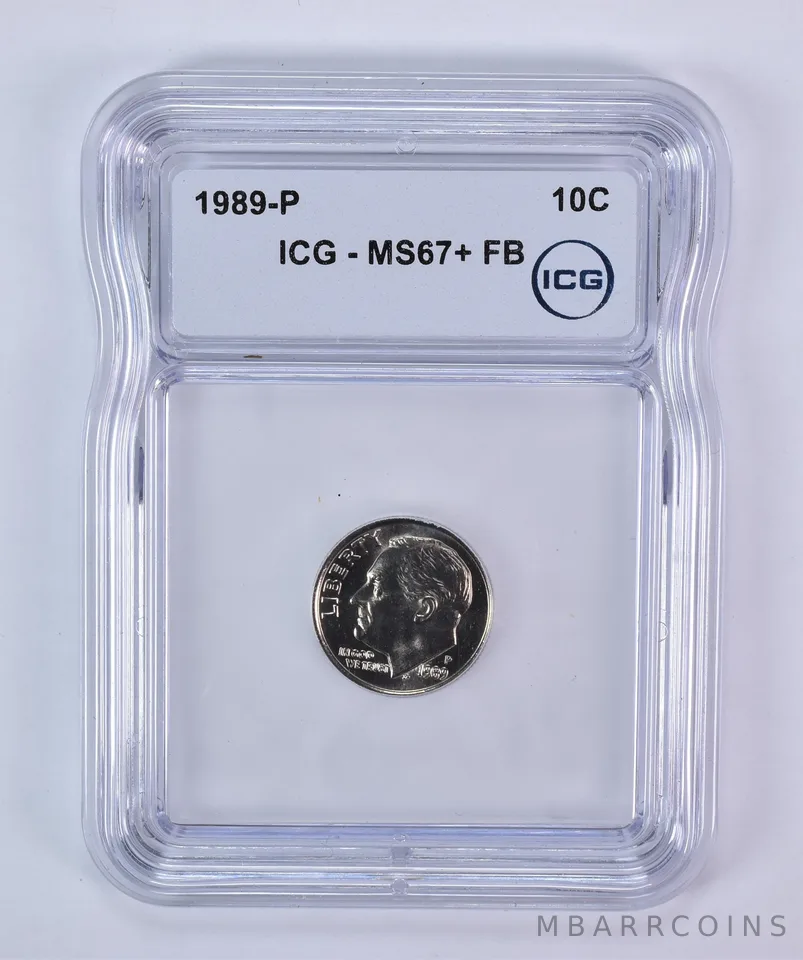 1989-P Roosevelt Dime MS67+ FB ICG
