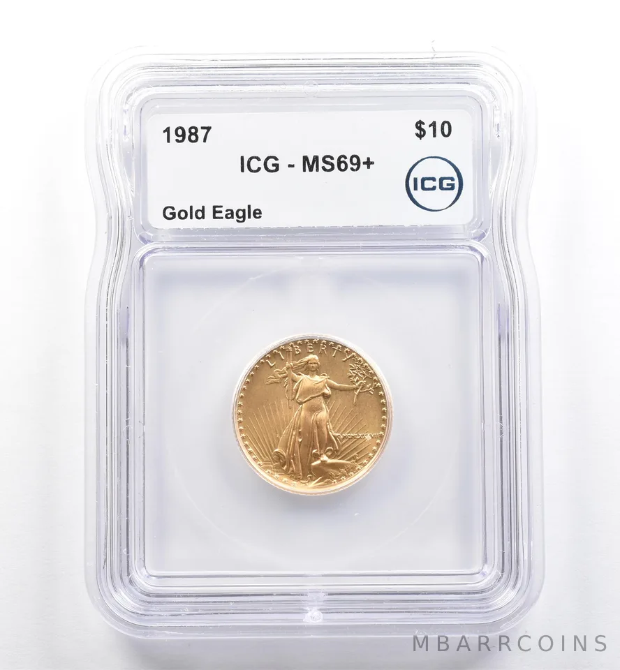 1987 $10 American Gold Eagle 1/4 Oz MS69+ ICG *6449