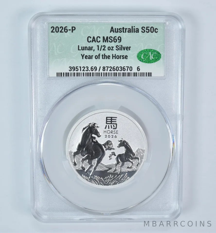 2026 P Australia 50 Cents Silver Year Of The Horse 1/2 Oz MS69 CAC CACg