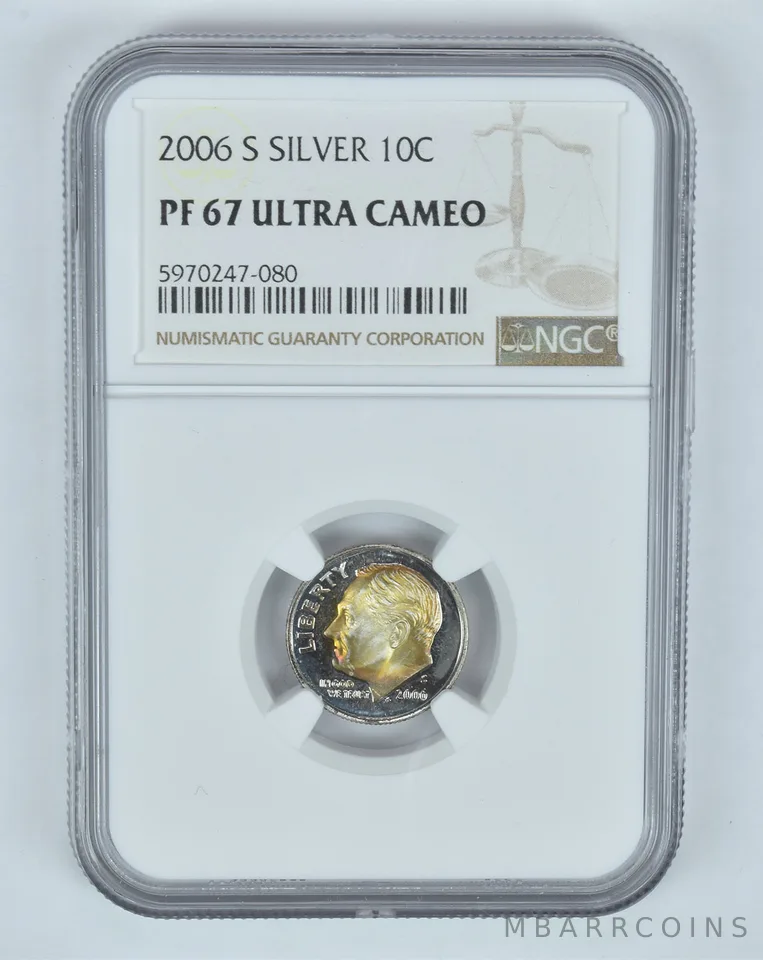 PF67 UCAM 2006-S Roosevelt Silver Dime - Graded NGC TONED! a8844