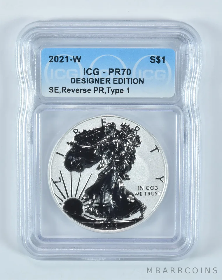 2021-W American Silver Eagle Type 1 Designer Edition Reverse PR70 ICG