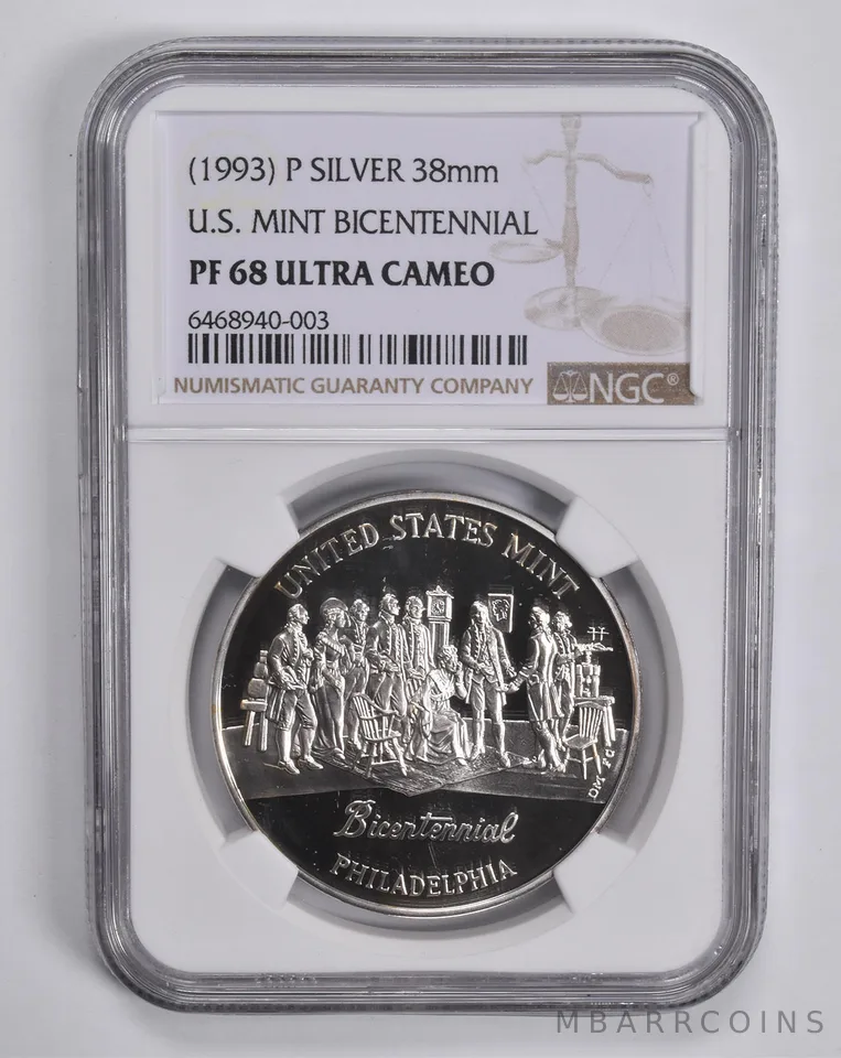 PF68 UCAM (1993)-P U.S. Mint Bicentennial Silver Medal 38mm NGC *5585