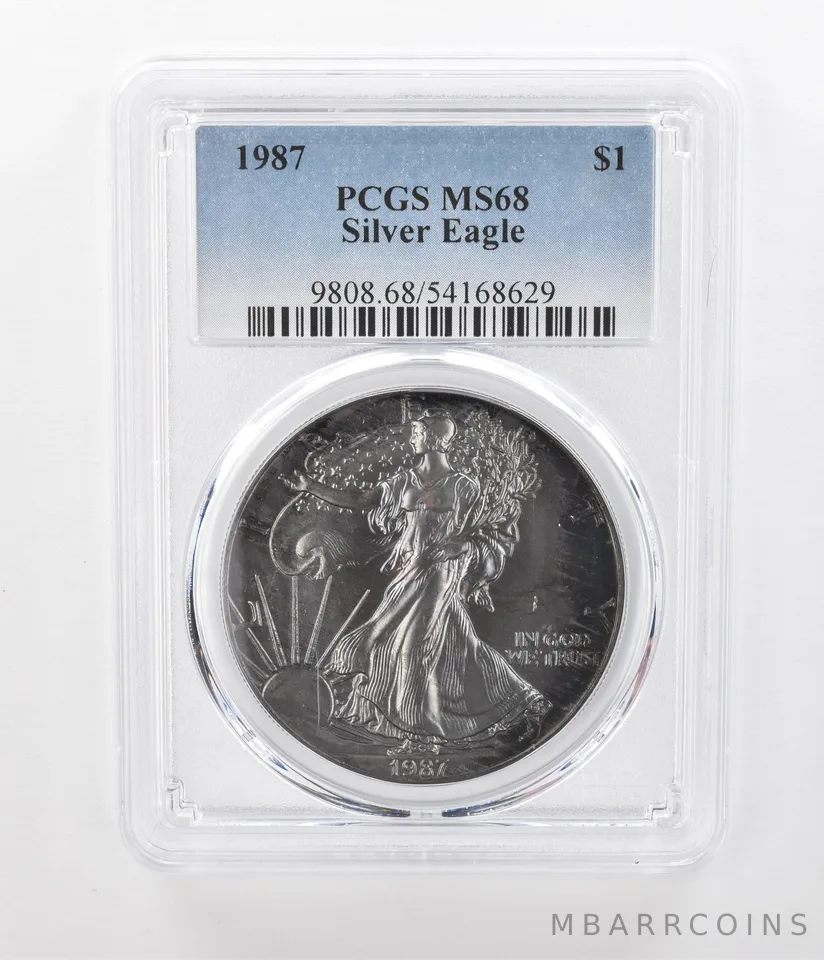 1987 American Silver Eagle MS68 PCGS Beautiful Tone a1259