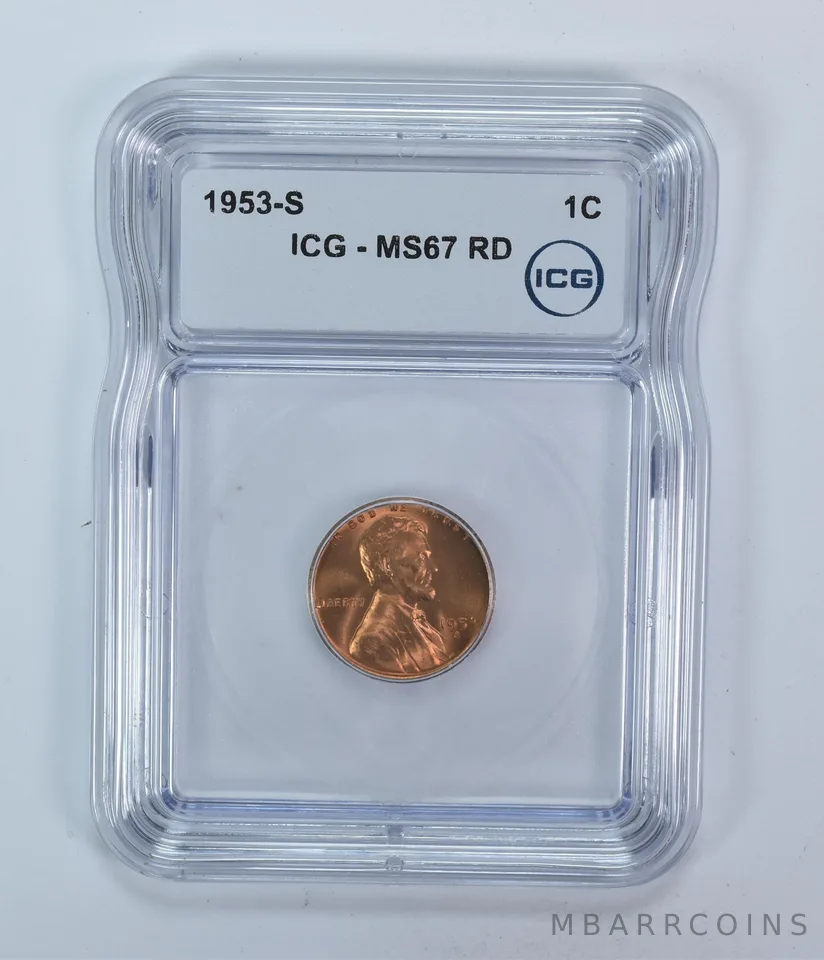1953-S Lincoln Wheat Cent MS67 RD ICG