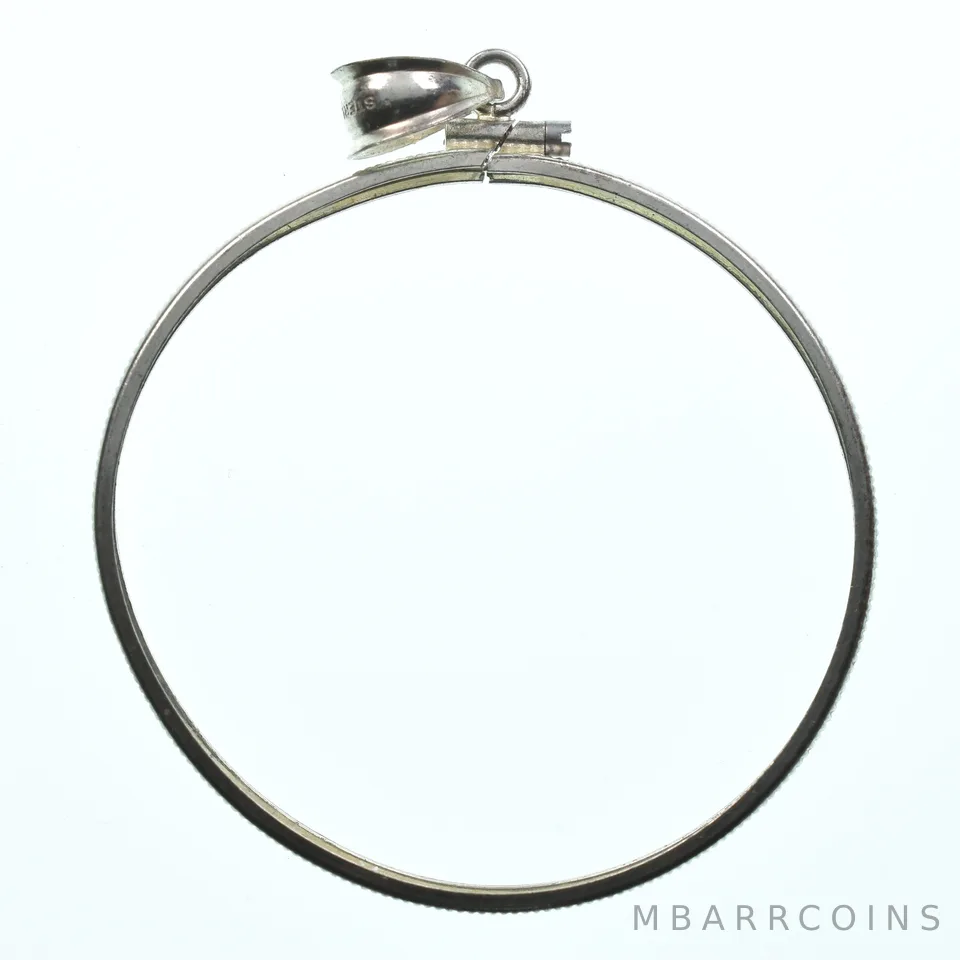 Sterling Silver 39 MM 1 Oz Crown Mint Coin Bezel Pendant Frame Edge *2139