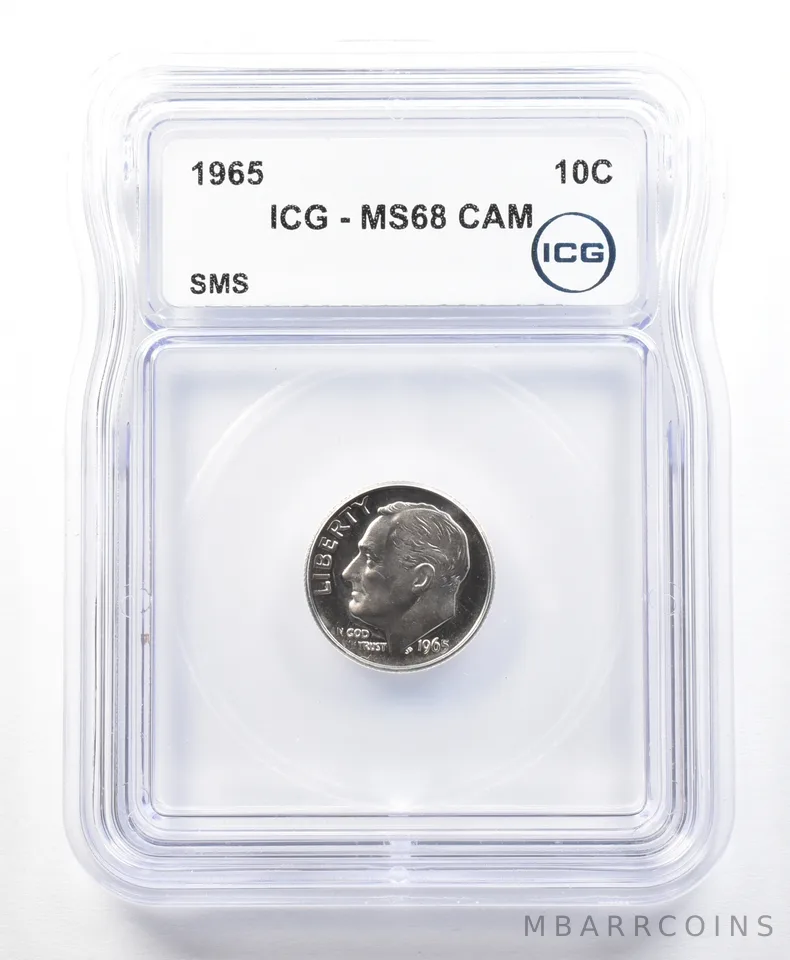 1965 Roosevelt Dime SMS MS68 CAM ICG a2263