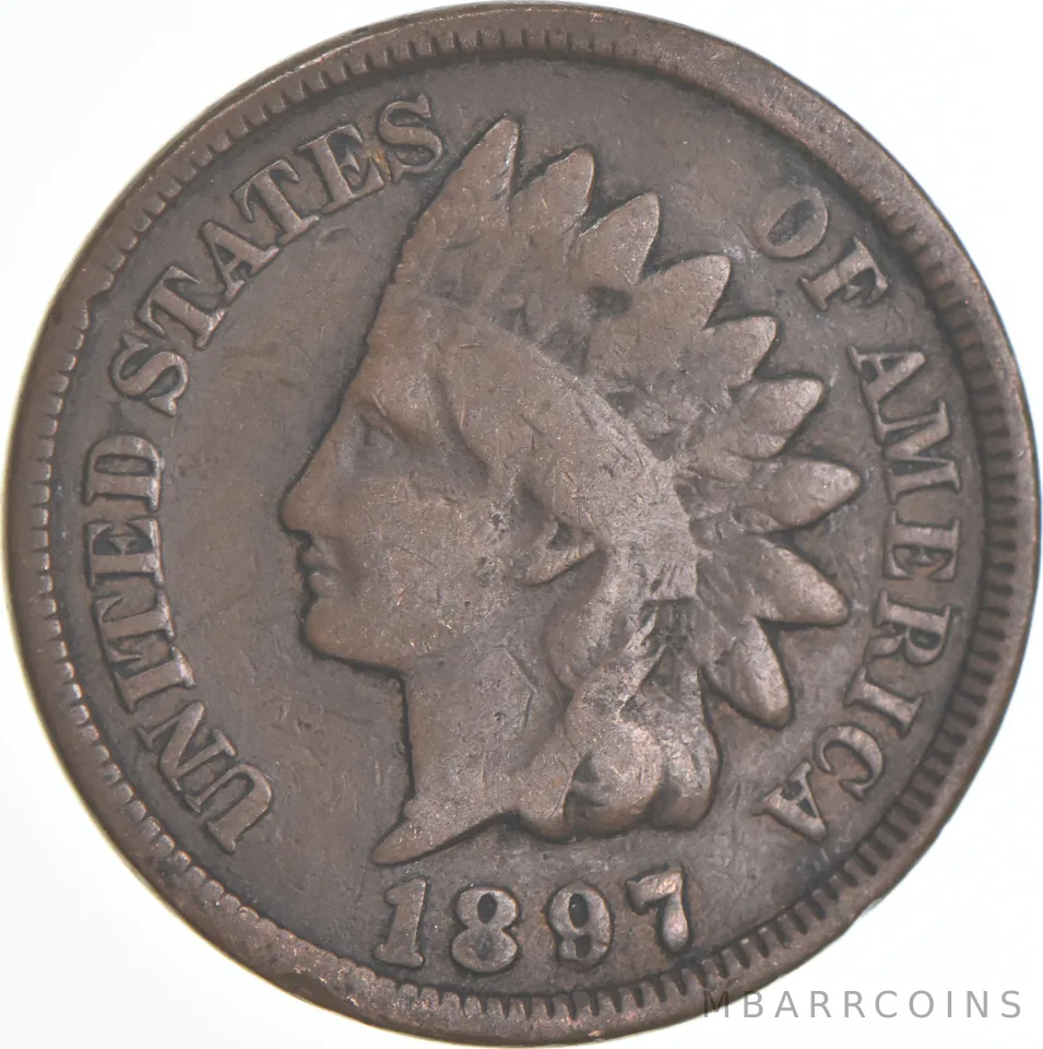 1897 Indian Head Cent AC Average Circ