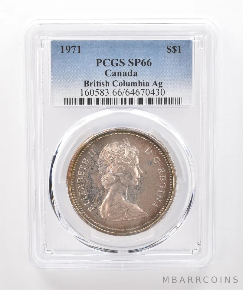 1971 Canada 1 Dollar Silver British Columbia SP66 PCGS Beautiful Tone *1930