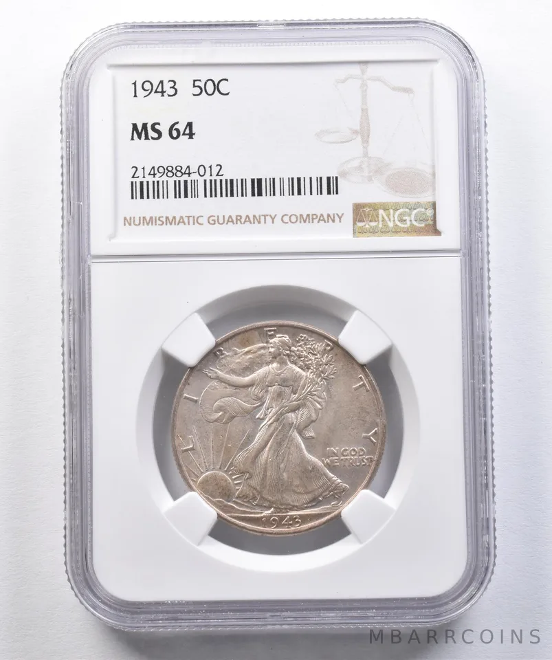 1943 Walking Liberty Half Dollar MS64 NGC *2596