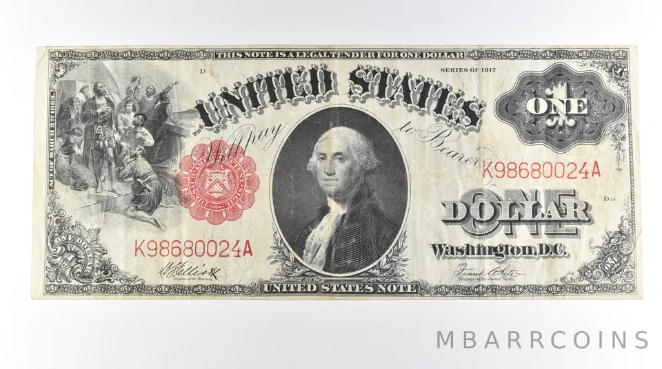 1917 $1 Legal Tender Large Note Red Seal Mule FR#38 *0621