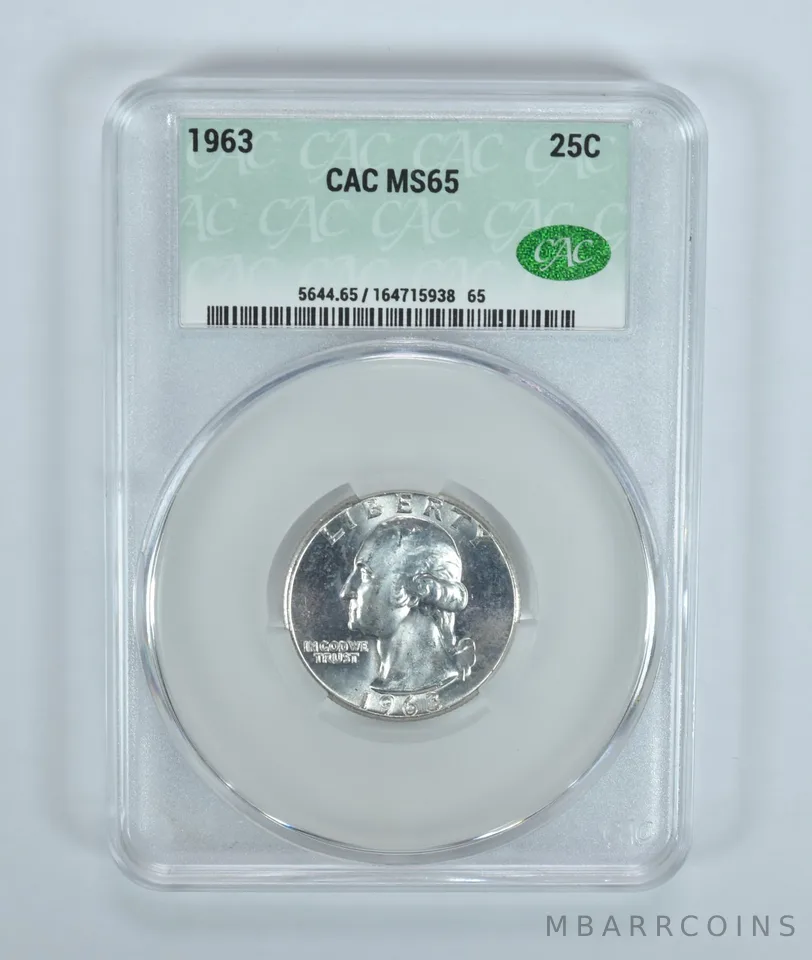 1963 Washington Quarter MS65 CAC CACg