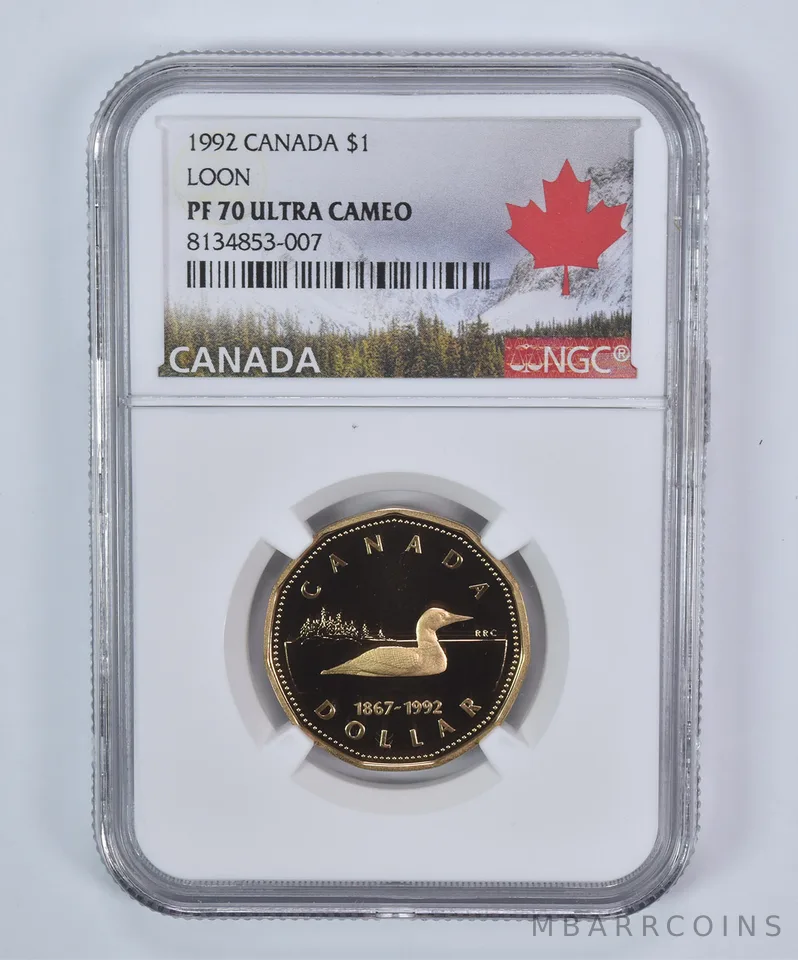 1992 Canada 1 Dollar Loon PF70 UCAM NGC Canada Label