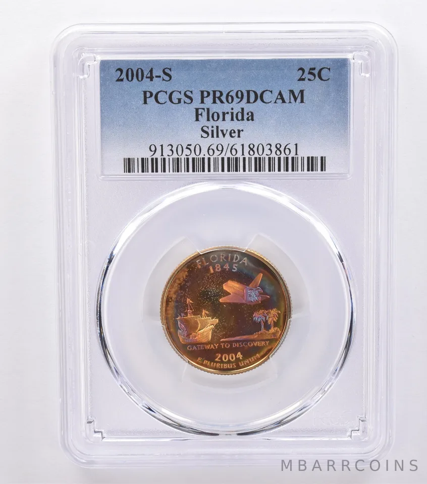 2004-S Washington State Quarter Florida Silver PR69 DCAM PCGS Nice Tone *8744