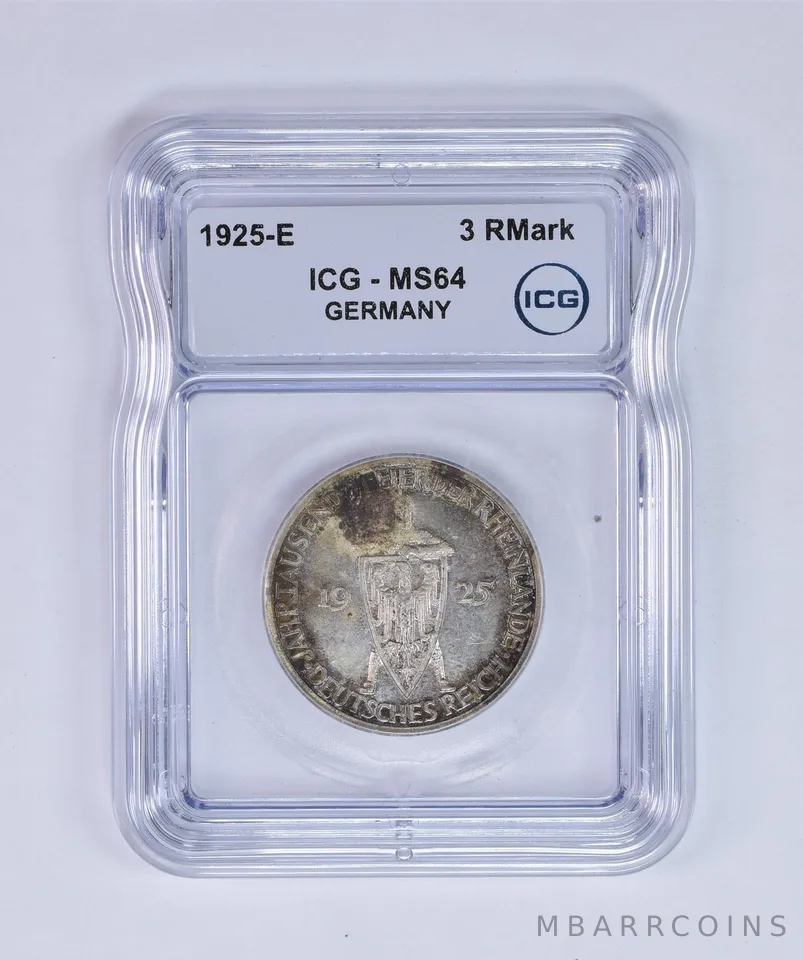 1925 E Germany 3 Reichsmarks MS64 ICG Beautiful Tone *7975